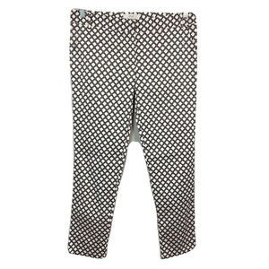 OVI Pants Women Sz M Black White Quatrefoil Mid Rise Straight Leg Cotton Stretch